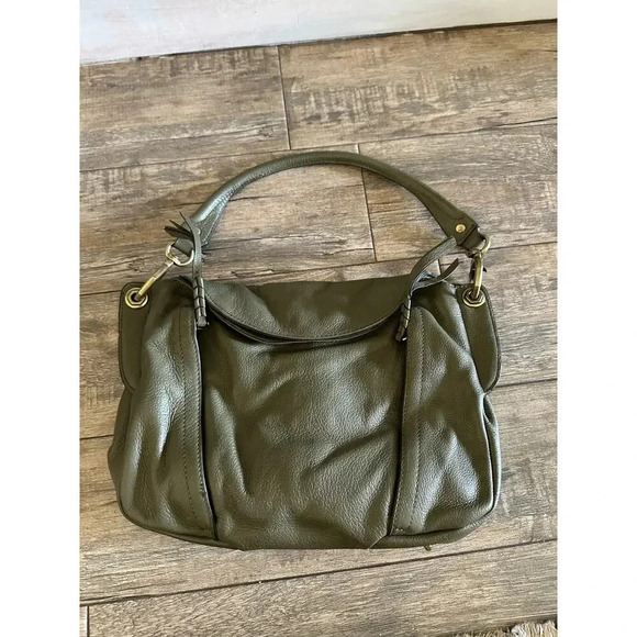 Oryany Olive Green Pebbled Leather Shoulder Fold Over Hobo Handbag - Picture 3 of 11